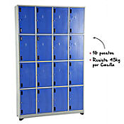 Locker metlico 16 puestos gris azul de 200x123x30 cm