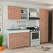 Cocina Integral Ferreti 2.20 Metros 11 Puertas Miel Blanco Incluye Mesn Poceta Derecha + Alacena + Mdulo Microondas Just Home Collection
