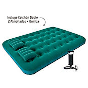 Combo Colchn Inflable Doble + 2 Almohadas + Bomba Manual