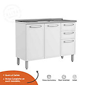 Mueble Inf Cocina-Lavaplatos Central 120x89 cm Blanco