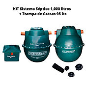Sistema Sptico Ovoide Modular 1000 Lts Colempaques + Trampa De Grasas 95 Lts