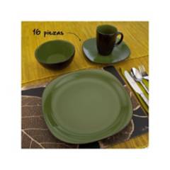 SODIMAC - Vajilla Ceramica Bali Verde 4 Puestos 16 Piezas