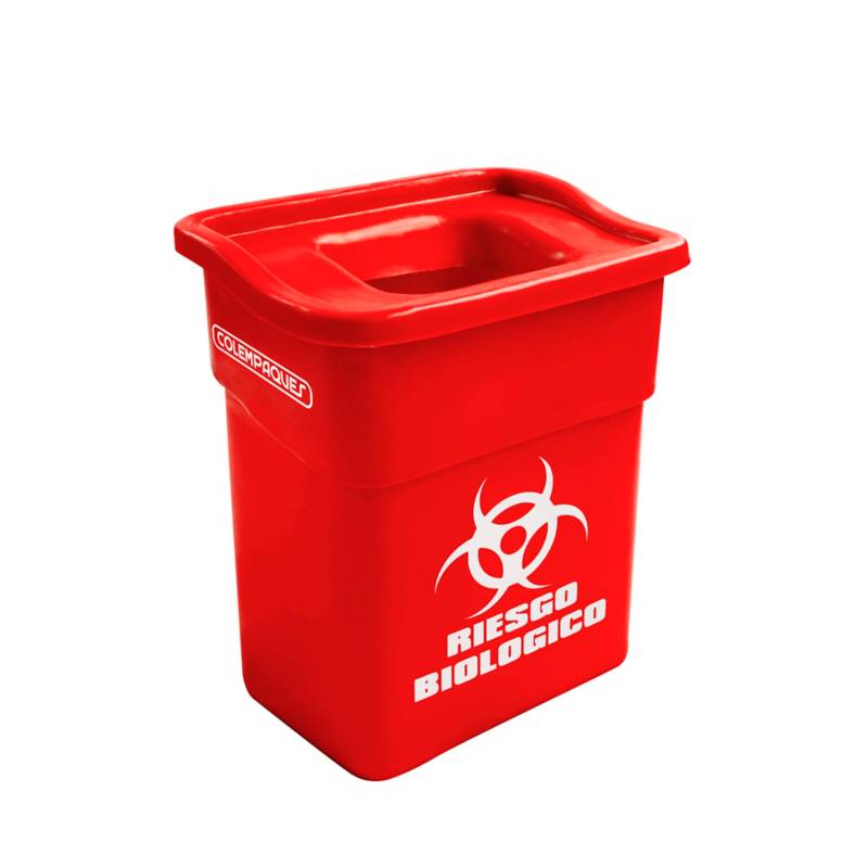 Caneca Plástica 20l Rojo Para Riesgo Biológico Con Tapa Orificio Colempaques 8323