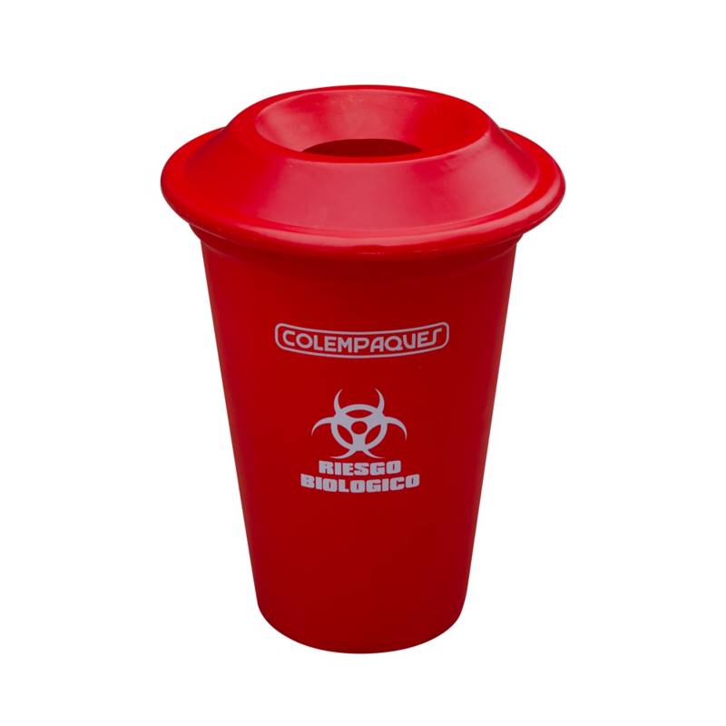 Caneca Plástica 38l Rojo Para Riesgo Biológico Con Tapa Orificio Colempaques 8038