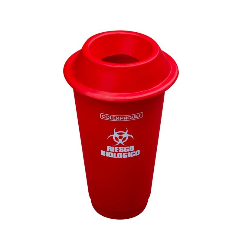 Caneca Plástica 75l Rojo Para Riesgo Biológico Con Tapa Orificio Colempaques 1077