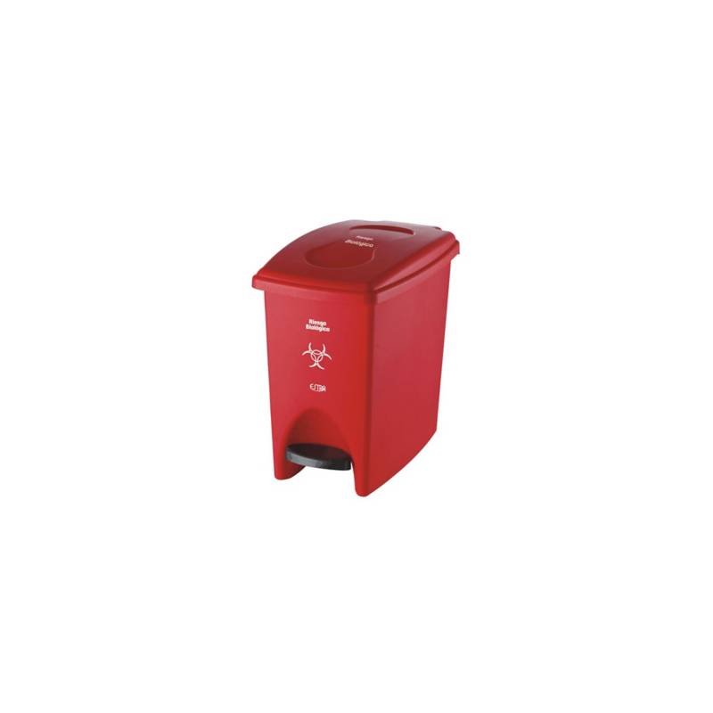 Caneca Plástica 10l Rojo Riesgo Biológico Con Pedal Estra 7313