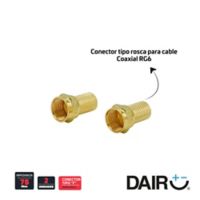 Conector coaxial por 2 unidades rg6 roscados dorados