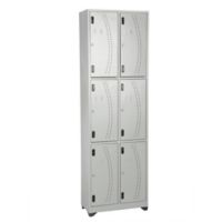 Locker metálico vertical 6 puestos gris de 200x63x30 cm