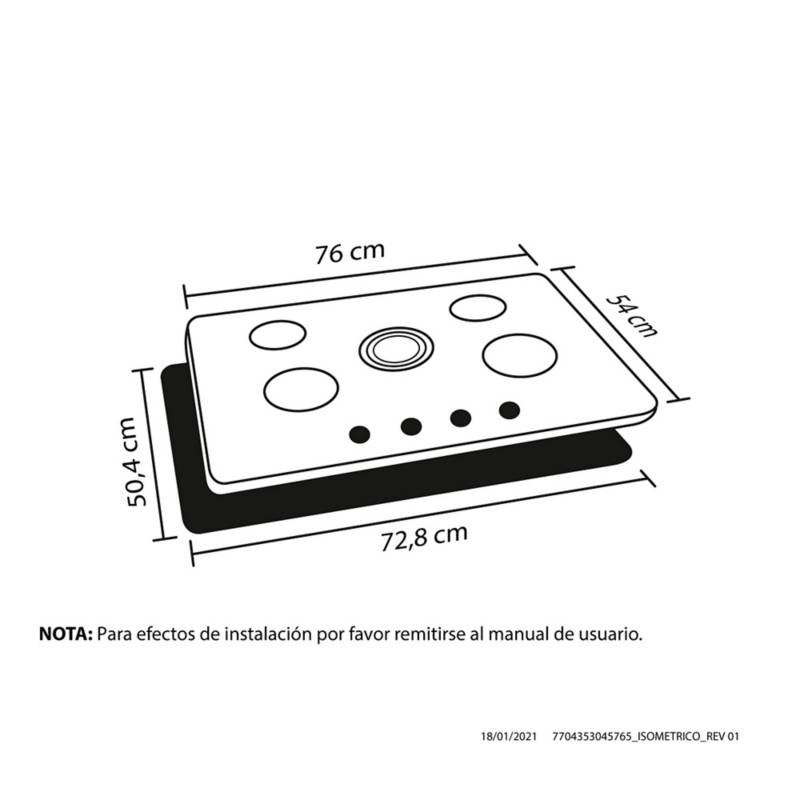 Estufa Vidrio Templado 76x54 cm 5 Puestos 96096601EA5XG HACEB