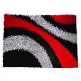 Tapete Shaggy Ondas 150x220 cm Negro - Rojo