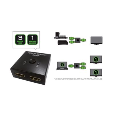 Conmutador HDMI, caja selectora de conmutador AB bidireccional de 2  entradas y 1 salida HDMI