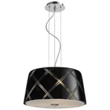 Lámpara Deco Colgante Ivanov 3 Luces Rosca E27 60w Negra Cromo - Vidrio