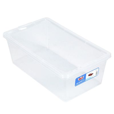 Caja de plástico con tapa y bandeja Nº31, transparente, cajón de almacenaje,  ordenación, almacenamiento objetos, 9 l