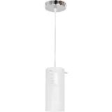 Lámpara Colgante Cilindro 1 Luz Rosca E27 60w Líneas Cromo - Vidrio