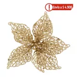 Flor 18cm Glitter Gold C/Clip Floral Modern Glam