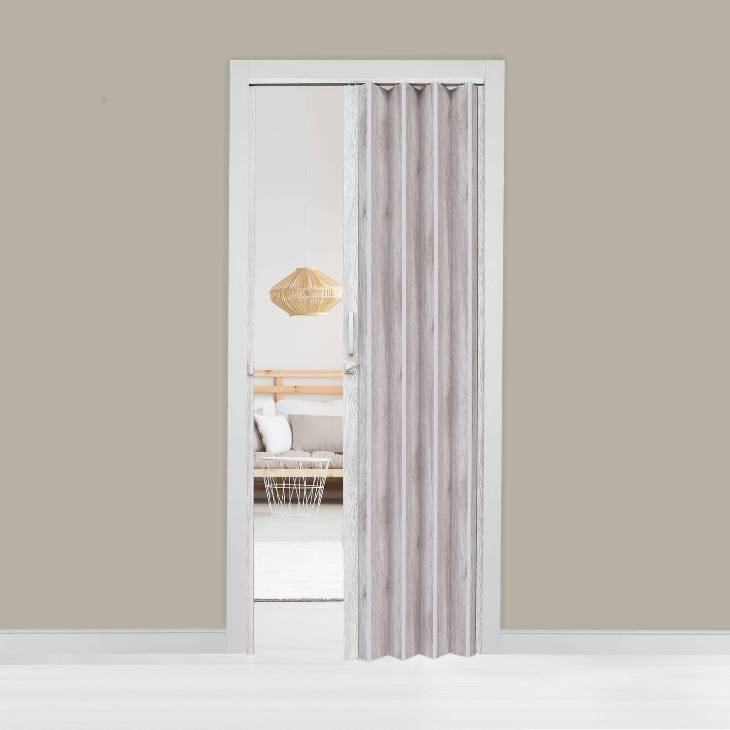 Puerta Plegable Madera MDP 891-920x240 cm Ap. Central -Rovere MADERKIT