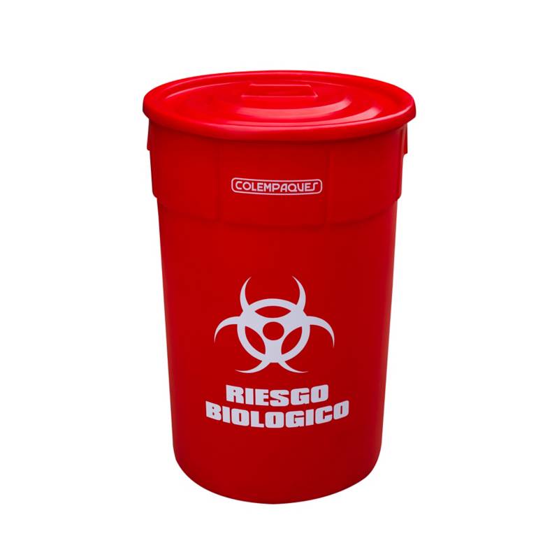 Caneca Plástica 208l Rojo Para Riesgo Biológico Con Tapa Colempaques 1800