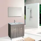 Mueble de baño Abrantes Nuez 46x80x85cm con lavamanos Blanco
