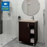 Mueble de baño Plus Wengue 63X48 cm con lavamanos Parma Hueso