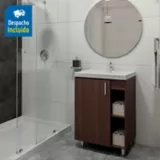 Kit lavamanos Bari blanco con mueble piso plus 63x48 cm Nuez
