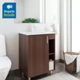 Kit lavamanos Trentino blanco con mueble piso plus 63x48 cm Nuez