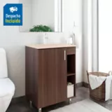 Mueble de baño Plus Nuez 63X48 cm con lavamanos Trentino Hueso