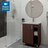 Kit lavamanos Barcelona blanco con mueble piso plus 63x48 cm Nuez