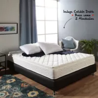 Colchón Basic Pillow Doble 140X190Cm + Base Cama + Almohadas