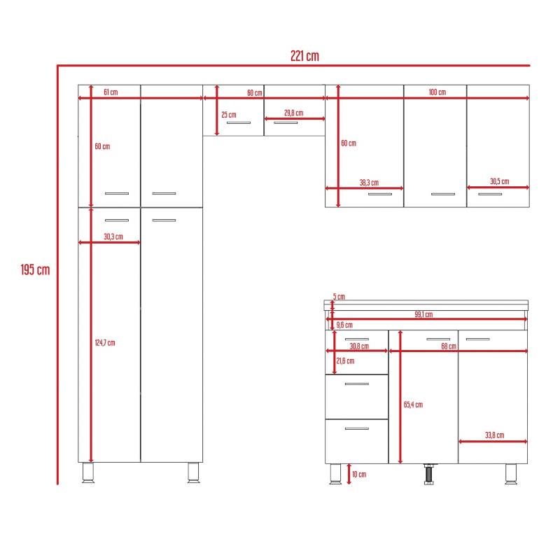 Cocina completa ferretti meson izq blanco/rovere rta muebles clr 3153 RTA  MUEBLES