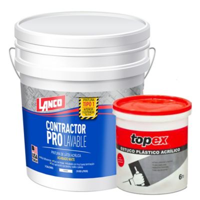 Pintura para Interior Contractor Pro 5 galones GRATIS Estuco Plástico Topex 6 Kg Homecenter.com.co