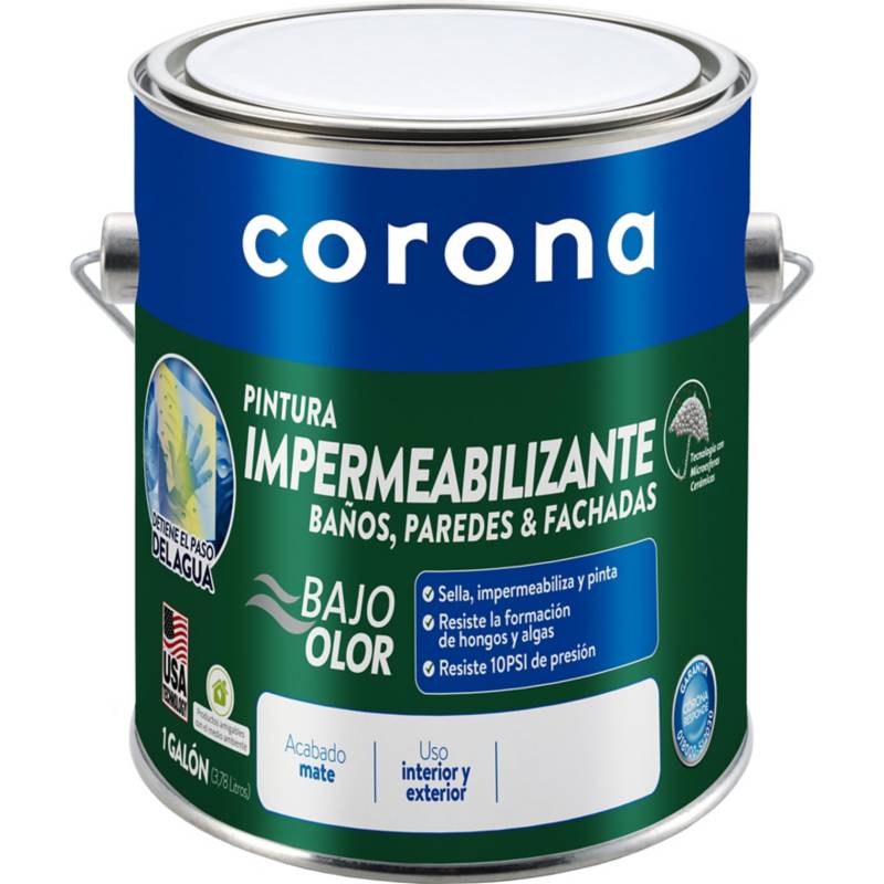 Comprar Pintura Impermeabilizante Corona Color Blanco. 3 Años De