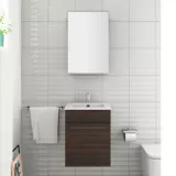 Mueble de baño Cubo Wengue 40x50x40 cm con lavamanos blanco y espejo