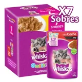 Alimento Húmedo Para Gatitos Carne Y Pollo Whiskas Pack x7 Sobres 85 g