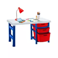 RIMAX - Escritorio Infantil Multicolor Azul - rojo - Blanco Náutico