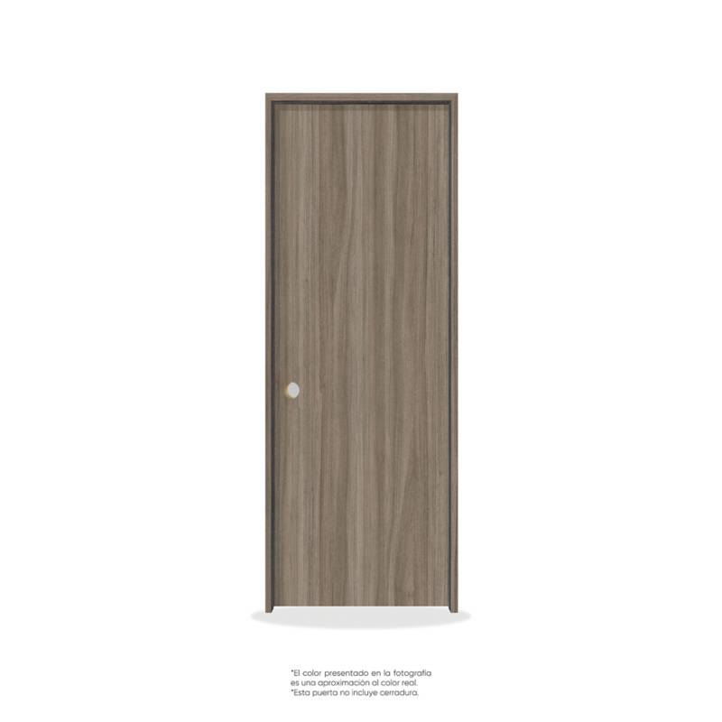 Kit puerta de madera melaminica con marco veta vertical color macadami -  Madecentro