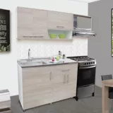 Cocina Integral Ferrara Mueble Inferior 120 cm y Mueble Superior 180 cm 6 Puertas 1 Cajón Soder con Mesón Izquierdo Liso