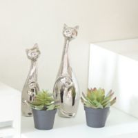 Escultura Gato Dubai 33 cm Plata