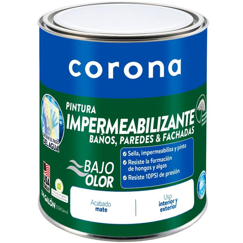 Comprar Pintura Impermeabilizante Corona Color Blanco. 3 Años De