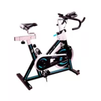 Bicicleta Spinning Genoa Con Monitor Capacidad 120 Kg Color Blanco/Rosado