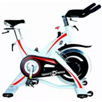 Bicicleta Spinning Monza Con Monitor Capacidad 150 Kg Color Blanco/Rojo