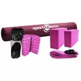 Kit De Yoga Color Rosa Tapete + Bandas + 2 Cubos + Toalla