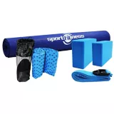 Kit De Yoga Color Azul Tapete + Bandas + 2 Cubos + Toalla