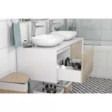 Mueble Para Baño Con Lavamanos Doble Fiona 1.2 Metros 2 Cajones Blanco - Madera