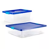 Set x 2 Cajas Organizadoras Con Broches 16 y 28 Litros Bajo Cama Azul