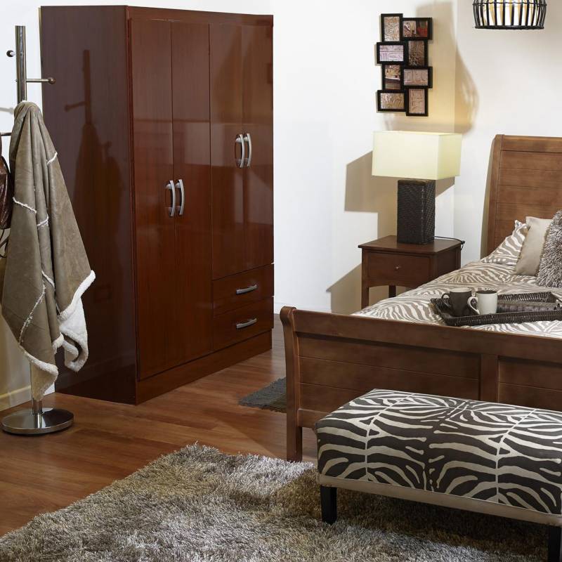Panana Armario de 2 puertas, armario con cajón para dormitorio (blanco)