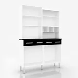 Mueble Auxiliar Melissa 90 cm Blanco/Negro 3 Cajones + Espacio Para Horno
