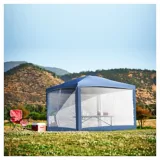 Toldo Comedor Camping Con Base Textil Azul 3x3 Metros