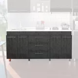 Mueble Inferior Para Cocina 1.80 Metros Bari 85.05x180x50.8 cm 4 Puertas 3 Cajones Roble Gris