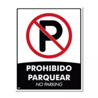 Señal Prohibido Parquear 50X40Cm Poliestireno Calibre 60 con Sujetador