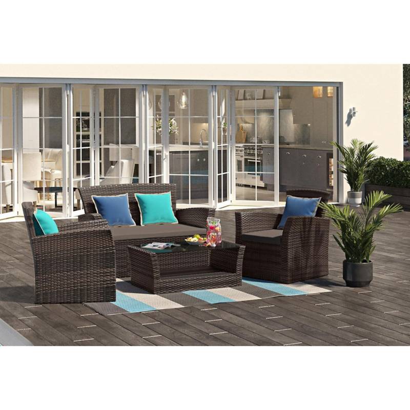 Sofa Modular Terraza Organizador 4 Piezas Rattan Pe JUST HOME COLLECTION